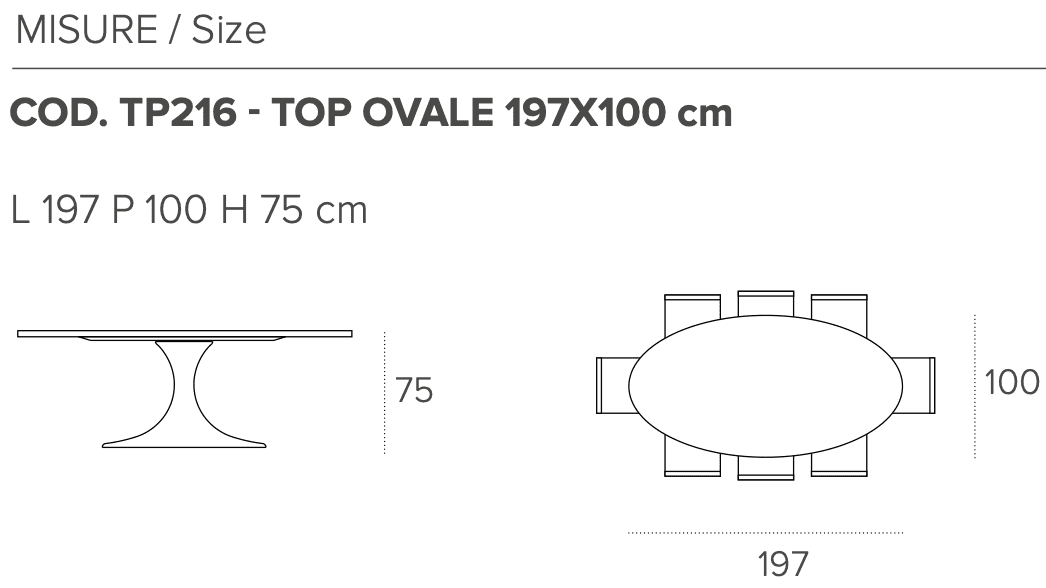 Размеры стола Target Point Calice 197X100 см, TA216